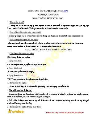Đề cương ôn tập học kì I môn Tin Lớp 6 - Năm học 2019-2020